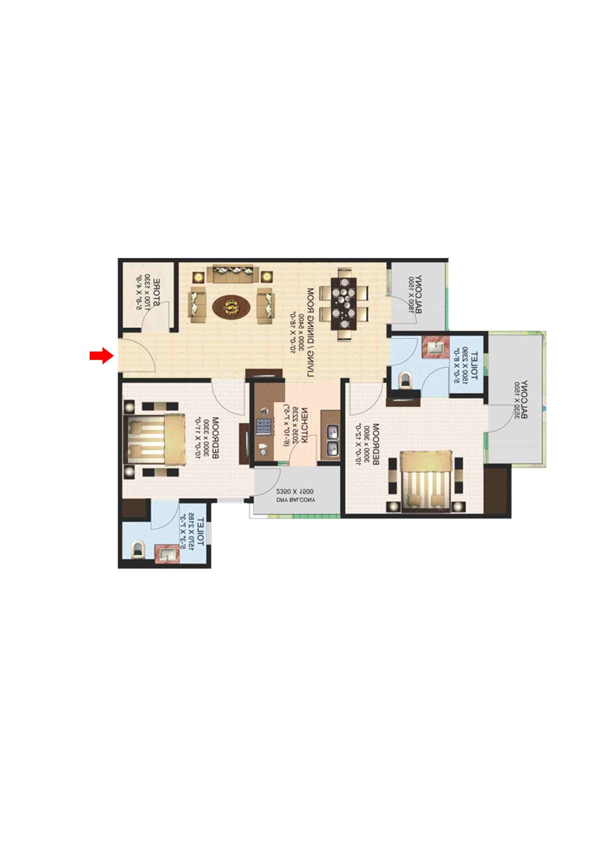 Aims Golf Town Tower J Unit 2, Type D Floor Plan