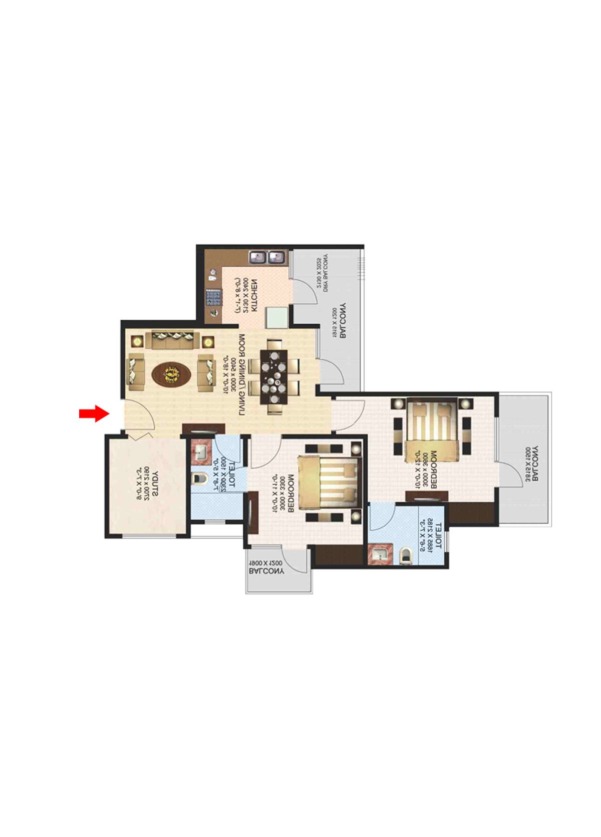 Aims Golf Town Tower J Unit 3, Type C Floor Plan