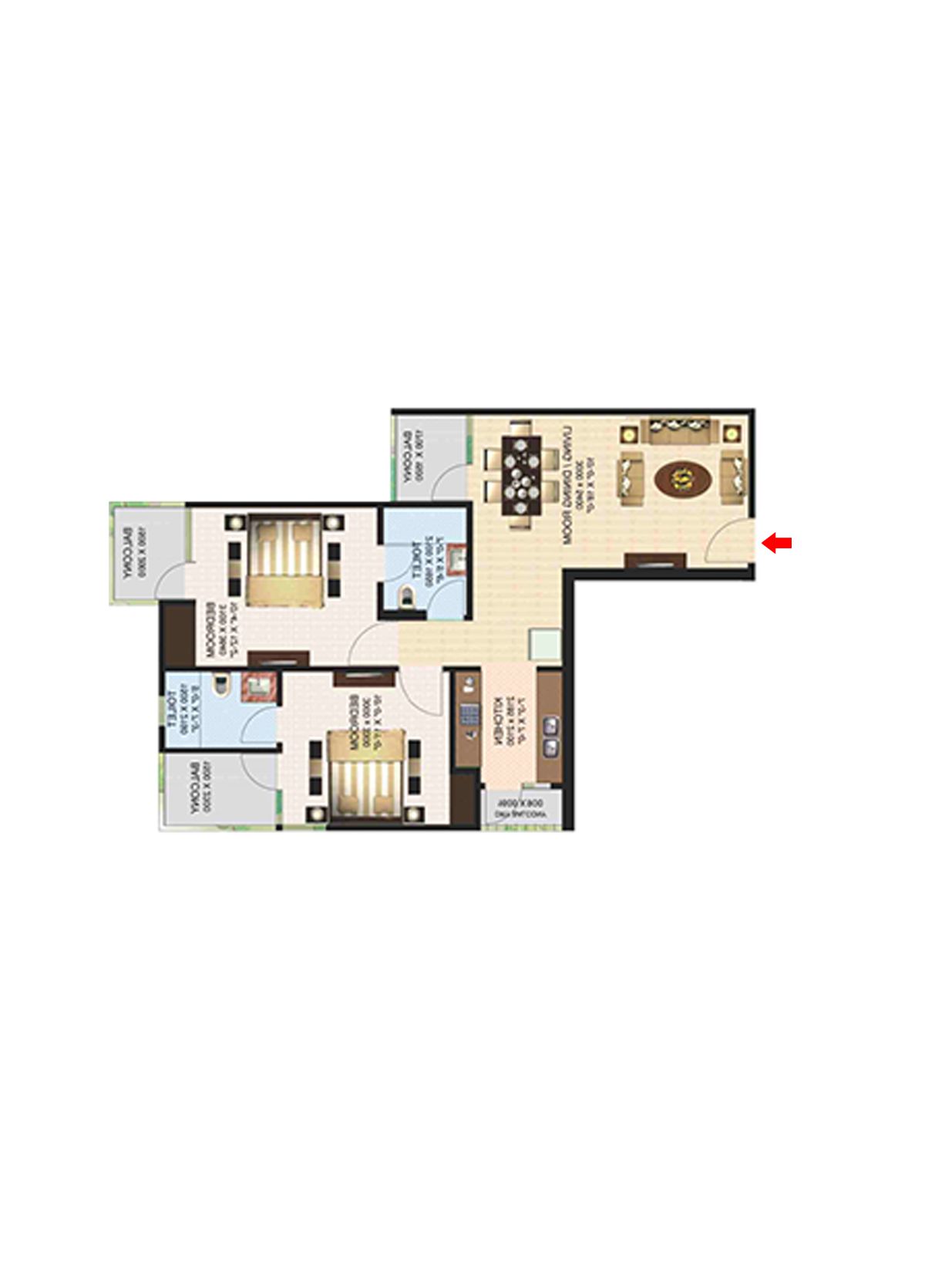 Aims Golf Town Tower J Unit 5, Type E Floor Plan