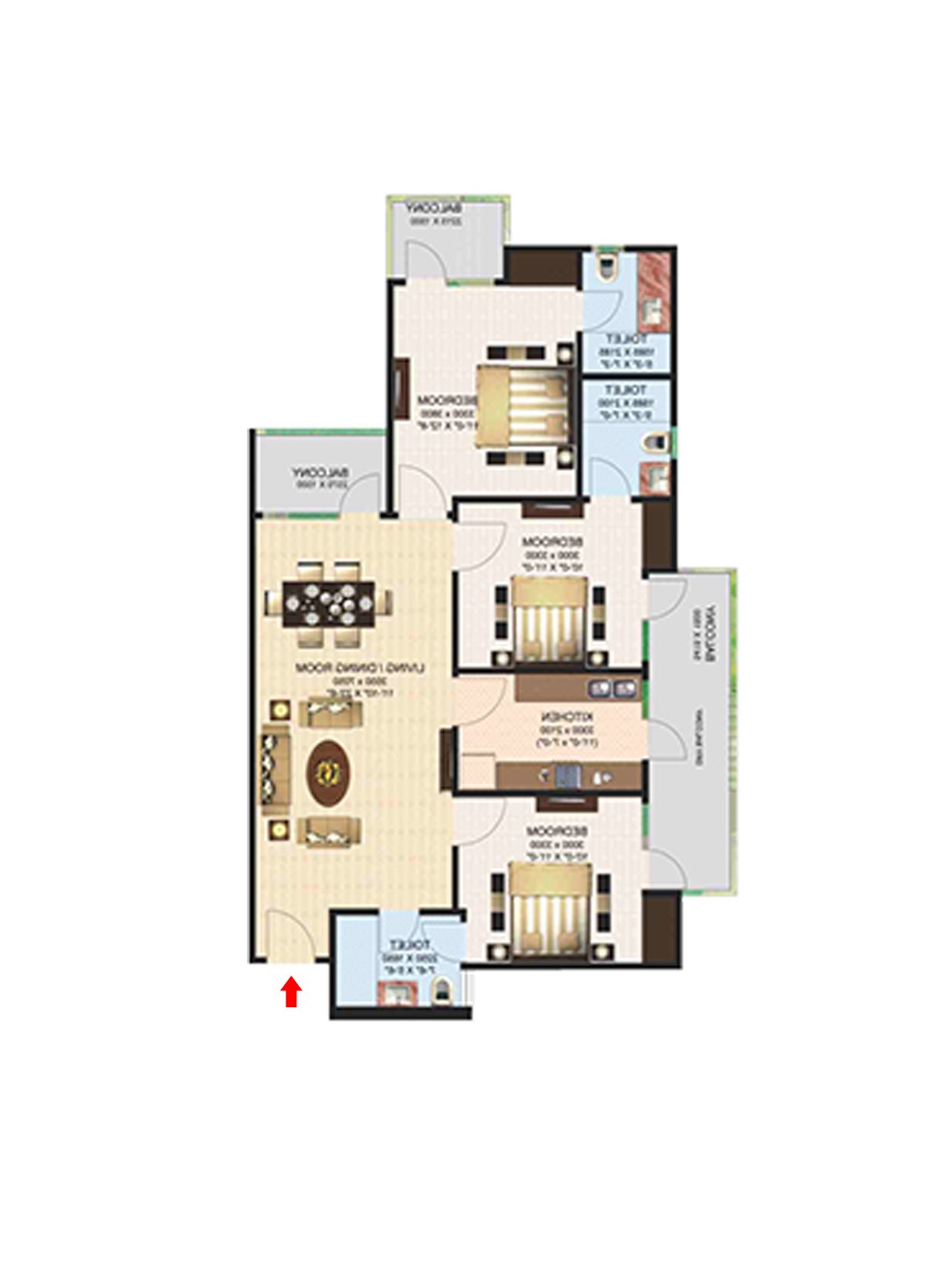 Aims Golf Town Tower A Unit 6, Type A Floor Plan