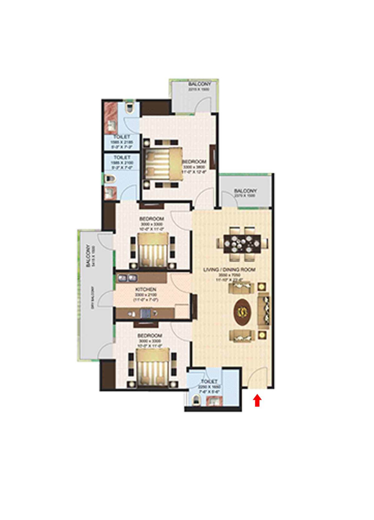 Aims Golf Town Tower C Unit 6, Type A Floor Plan