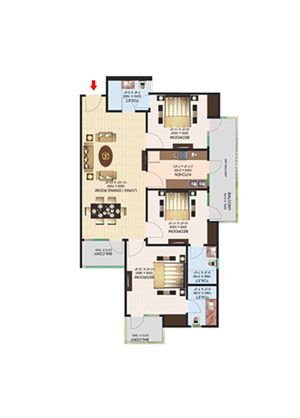 Aims Golf Town Tower D Unit 1, Type A Floor Plan
