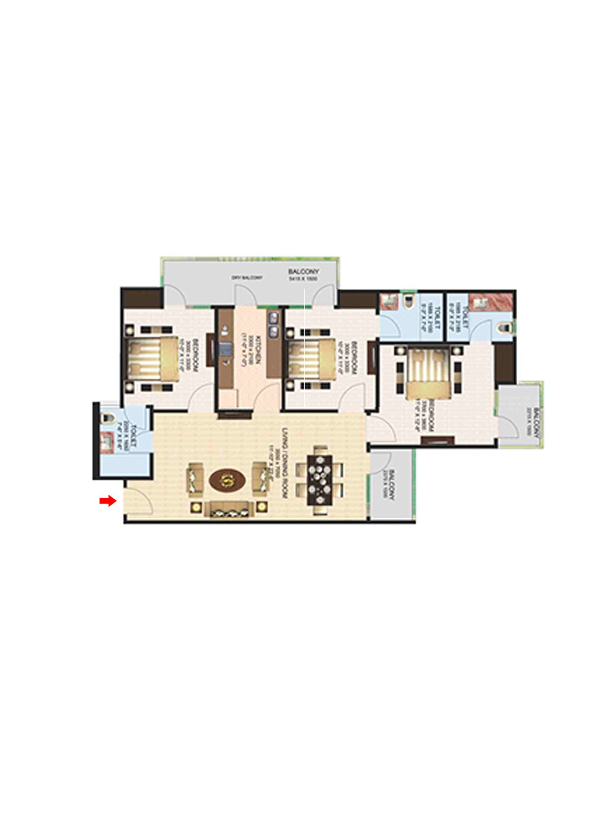 Aims Golf Town Tower E Unit 6, Type A Floor Plan