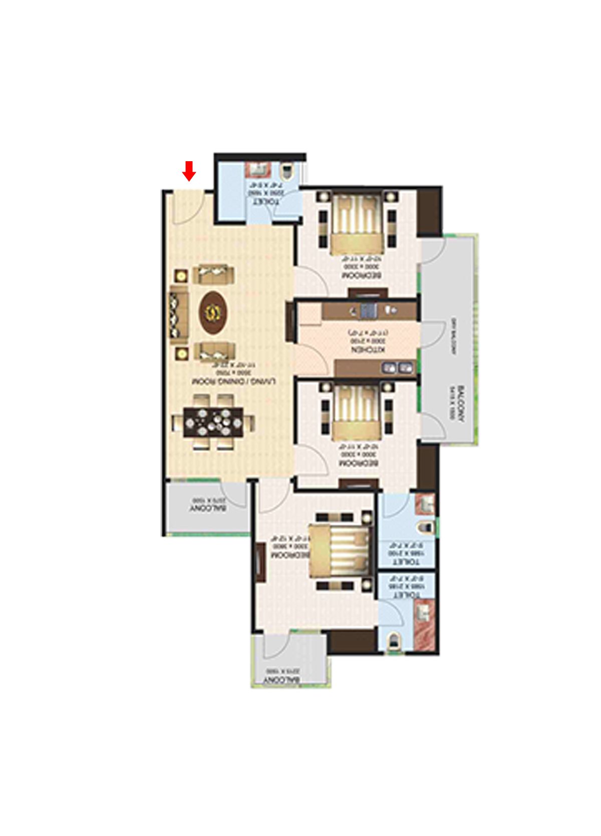 Aims Golf Town Tower G Unit 6, Type A Floor Plan