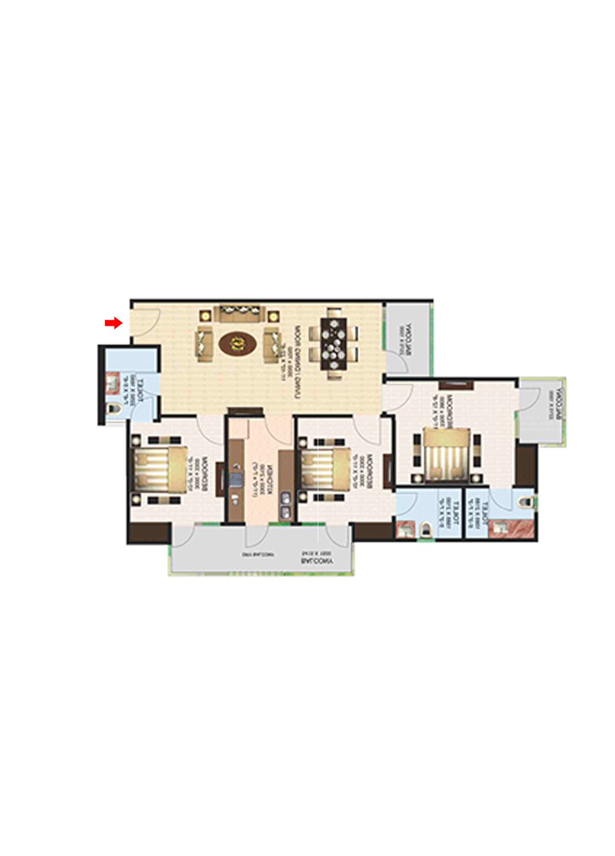 Aims Golf Town Tower I Unit 1, Type A Floor Plan