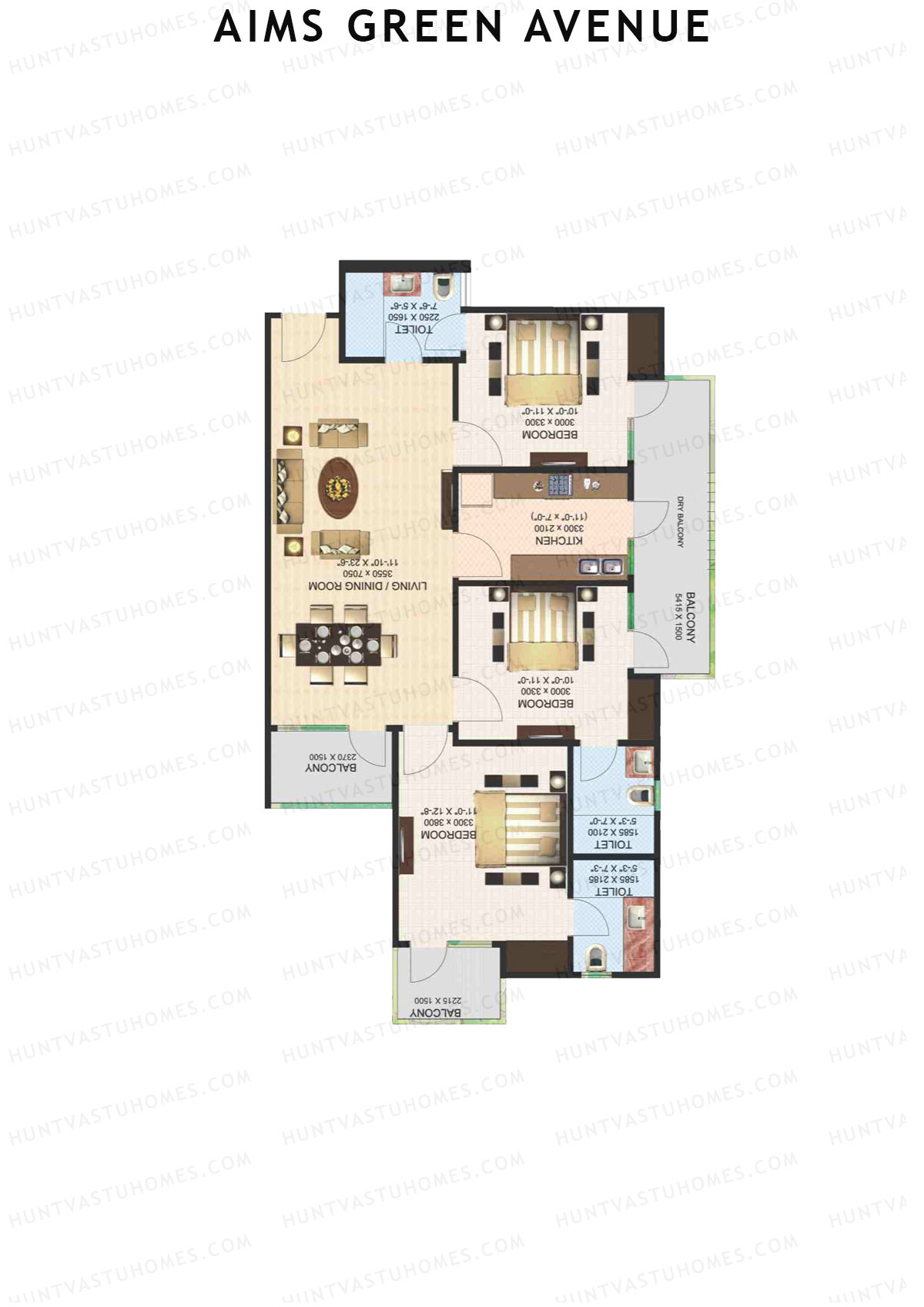 Aims Green Avenue Tower B Unit 1 (Type A) Floor Plan