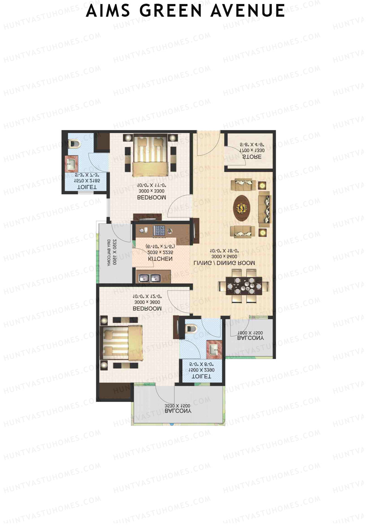 Aims Green Avenue Tower B Unit 2 (Type D) Floor Plan