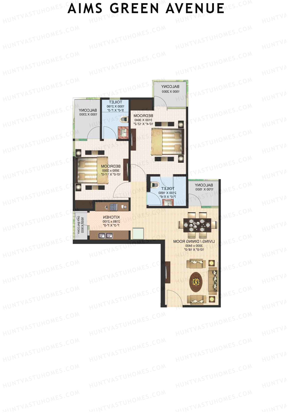 Aims Green Avenue Tower B Unit 5 (Type E) Floor Plan