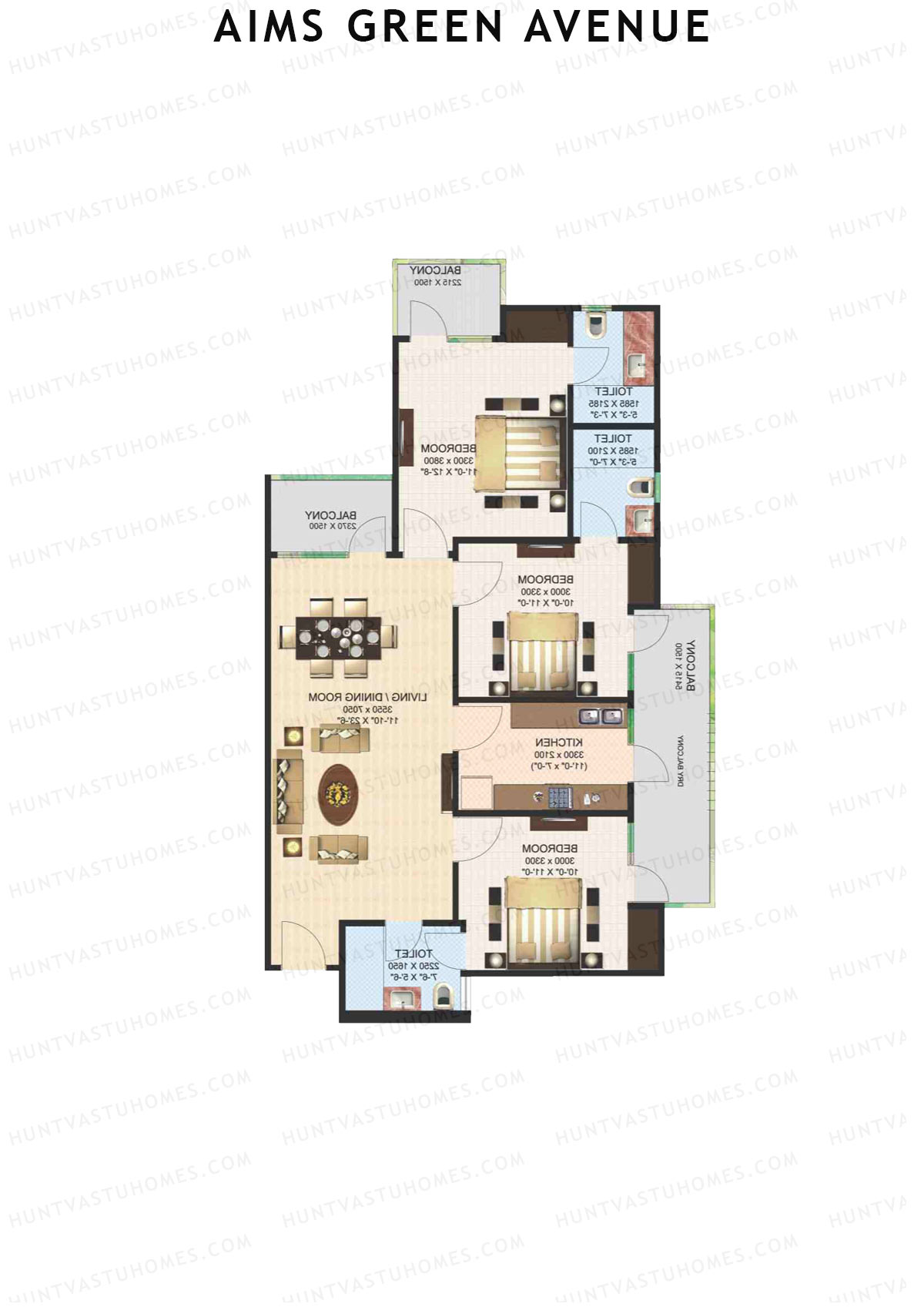 Aims Green Avenue Tower B Unit 6 (Type A) Floor Plan