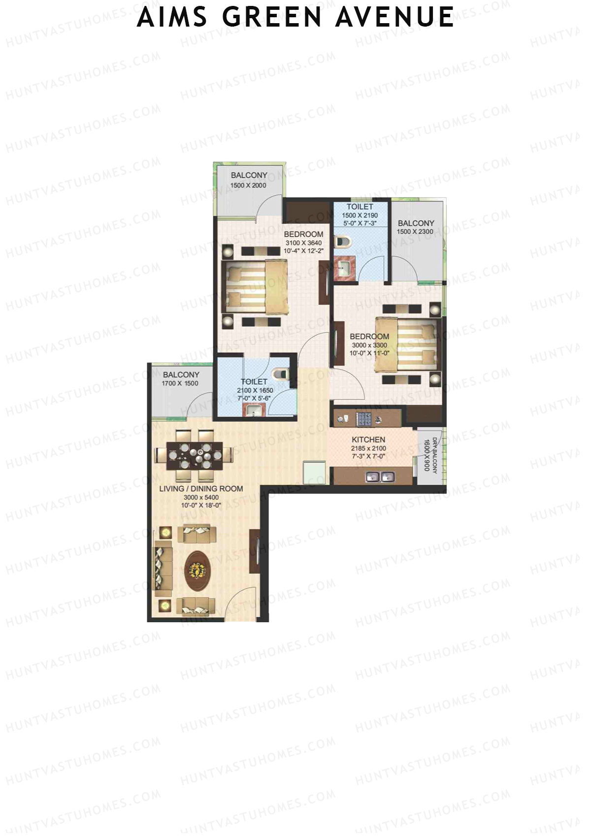 Aims Green Avenue Tower C Unit 5 (Type E) Floor Plan
