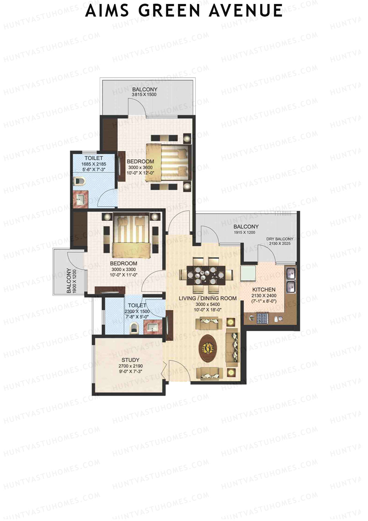 Aims Green Avenue Tower D Unit 4 (Type B) Floor Plan