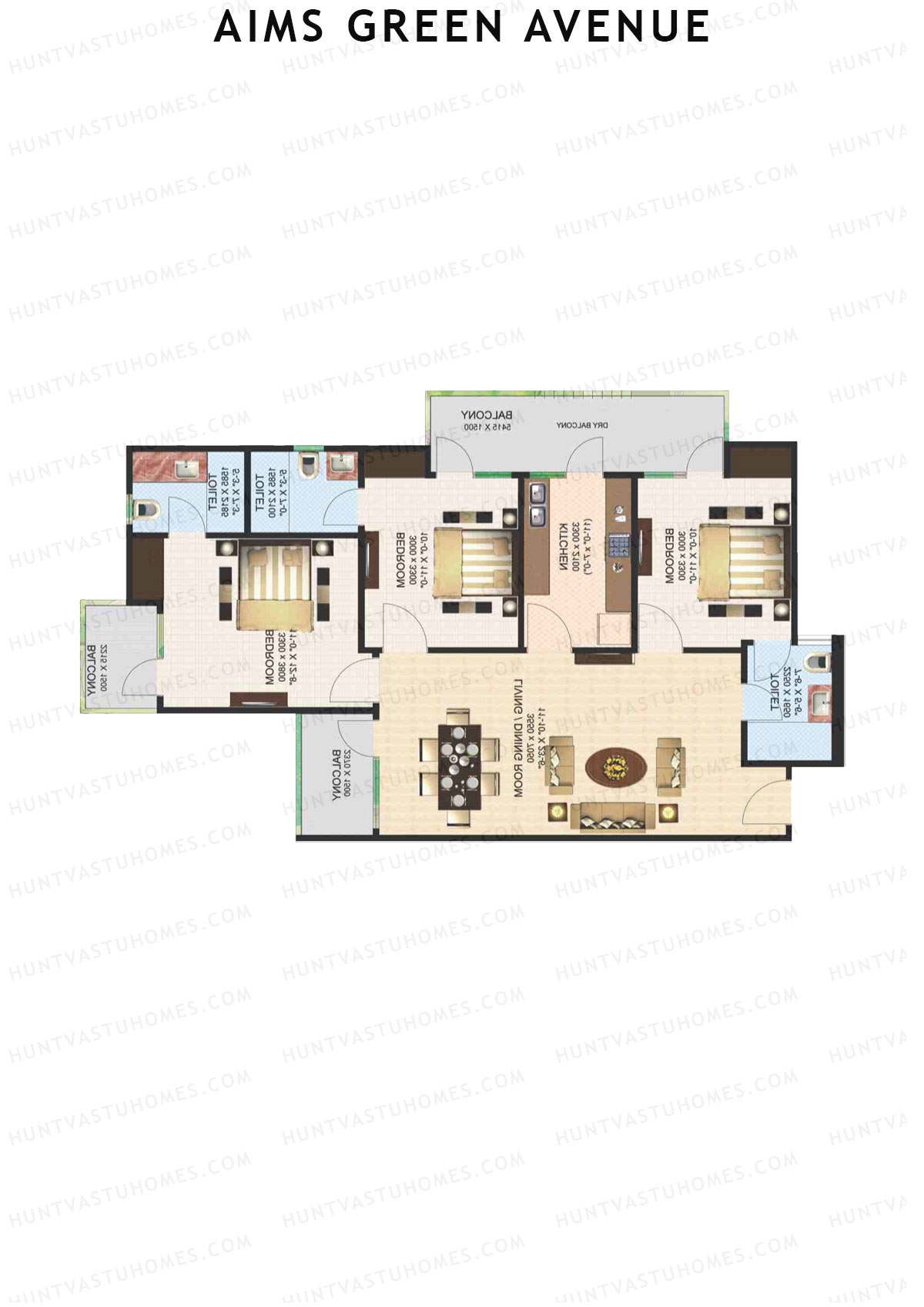 Aims Green Avenue Tower E Unit 1 (Type A) Floor Plan