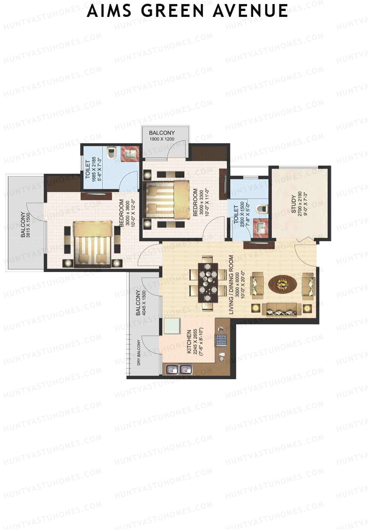 Aims Green Avenue Tower F Unit 3 (Type C) Floor Plan