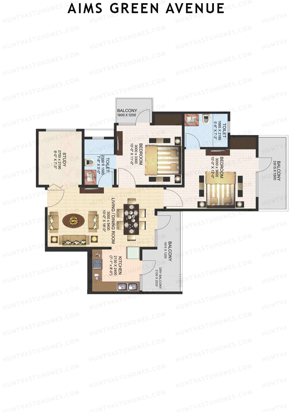 Aims Green Avenue Tower F Unit 4 (Type B) Floor Plan