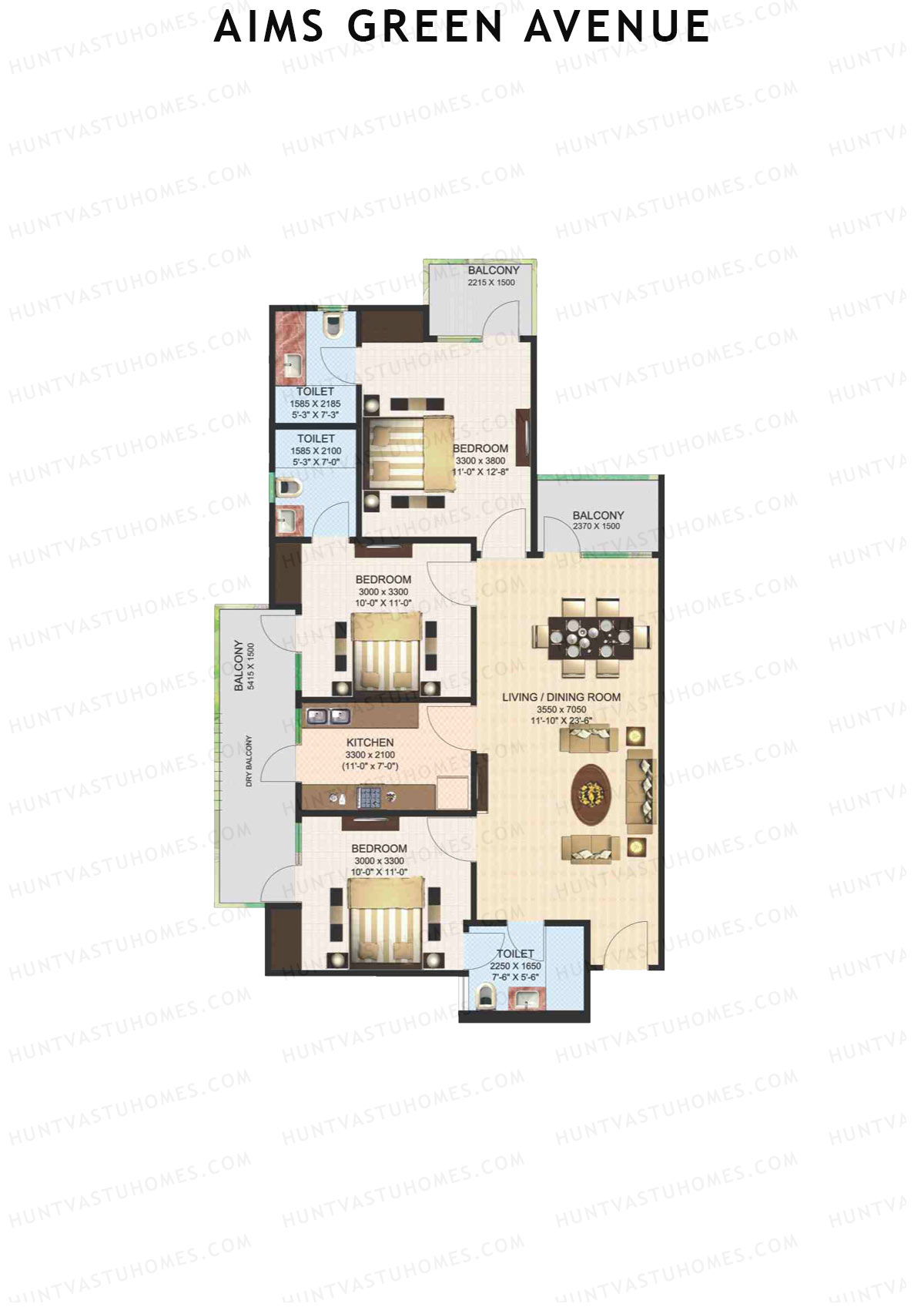 Aims Green Avenue Tower H Unit 1 (Type A) Floor Plan