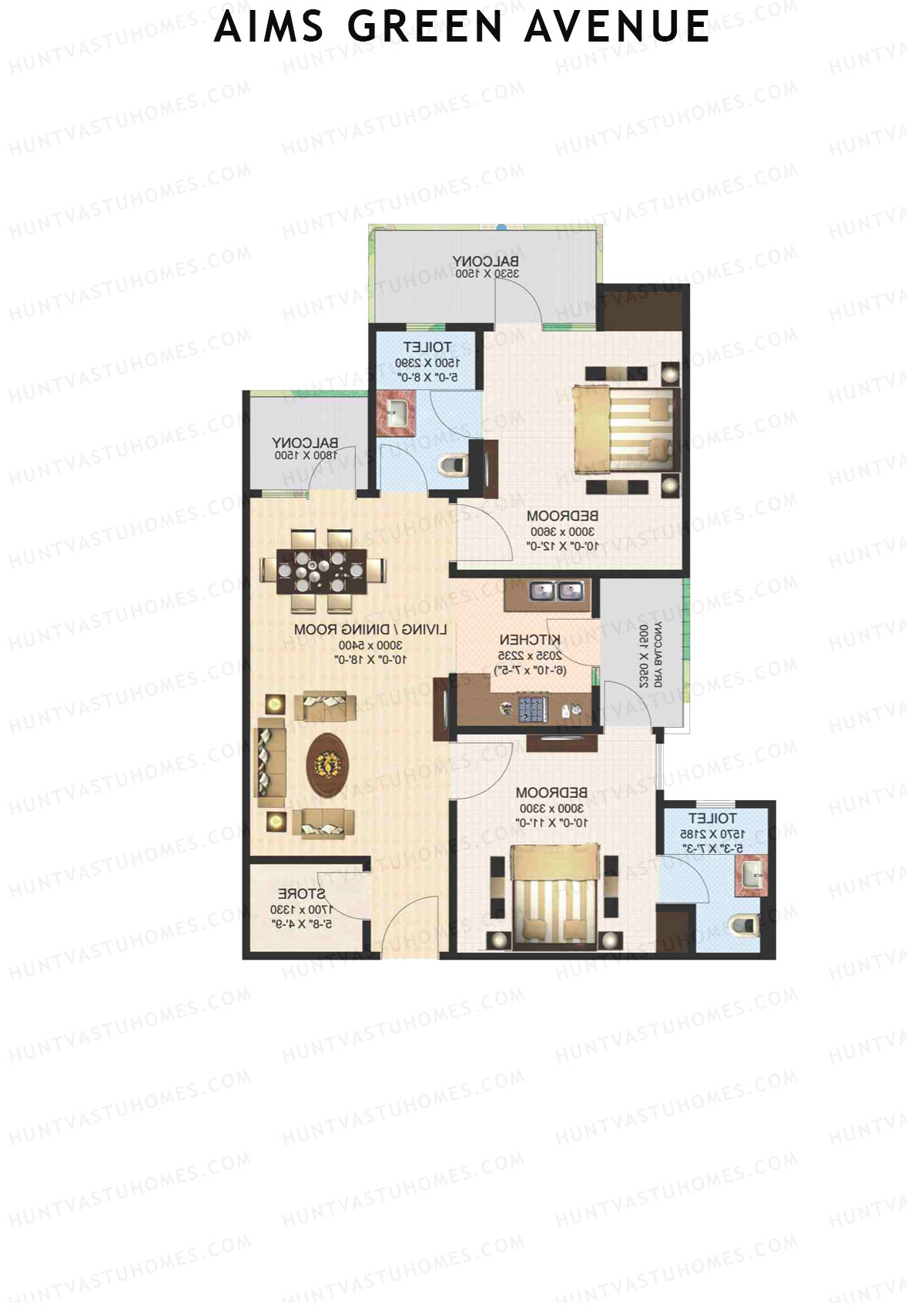 Aims Green Avenue Tower H Unit 2 (Type D) Floor Plan