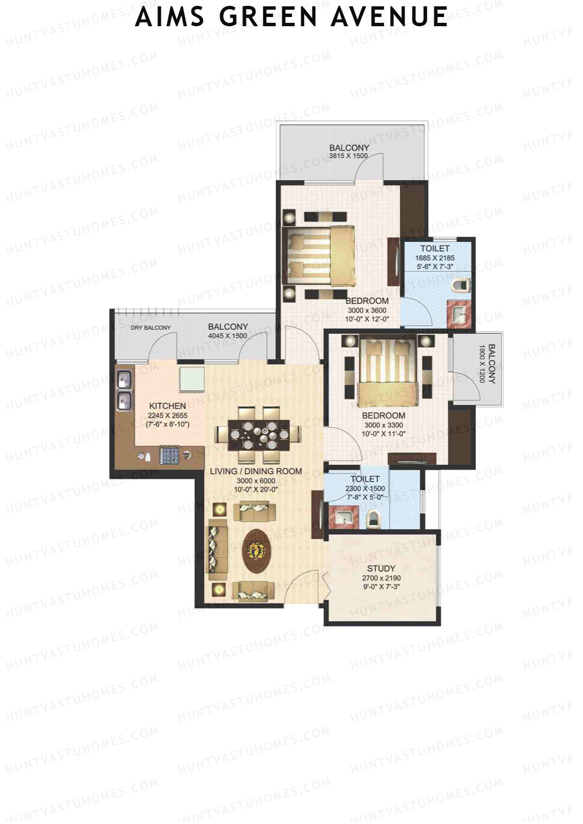 Aims Green Avenue Tower H Unit 3 (Type C) Floor Plan