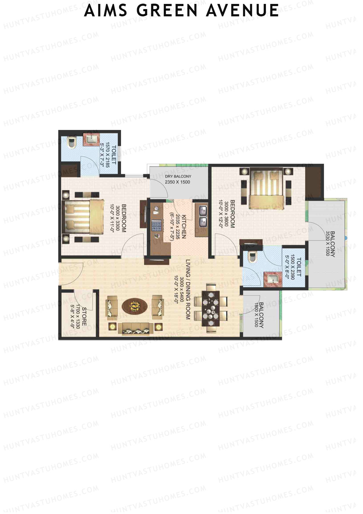 Aims Green Avenue Tower I Unit 2 (Type D) Floor Plan