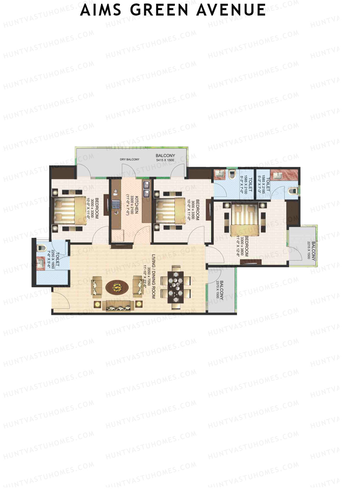 Aims Green Avenue Tower J Unit 1 (Type A) Floor Plan