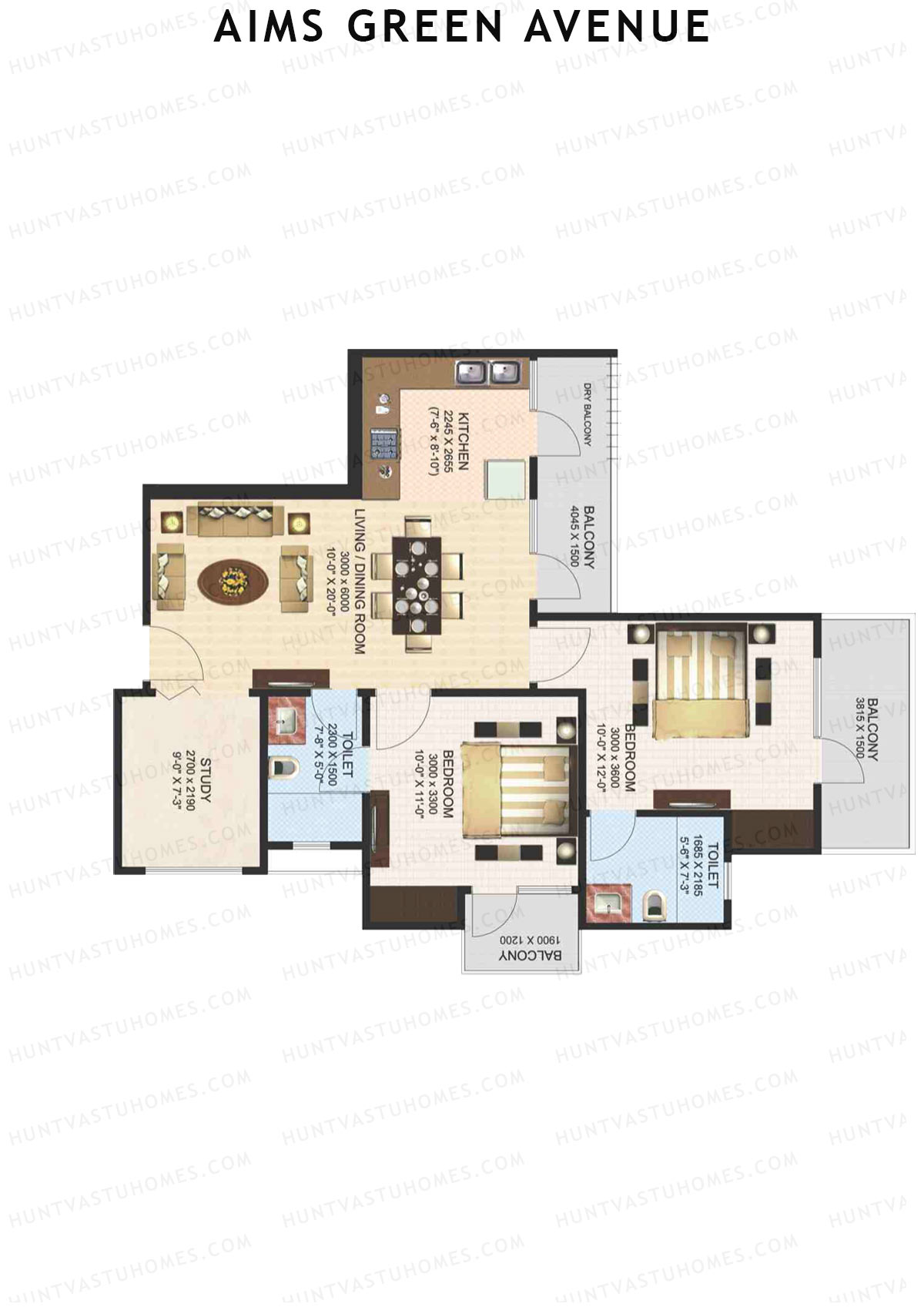 Aims Green Avenue Tower J Unit 3 (Type C) Floor Plan
