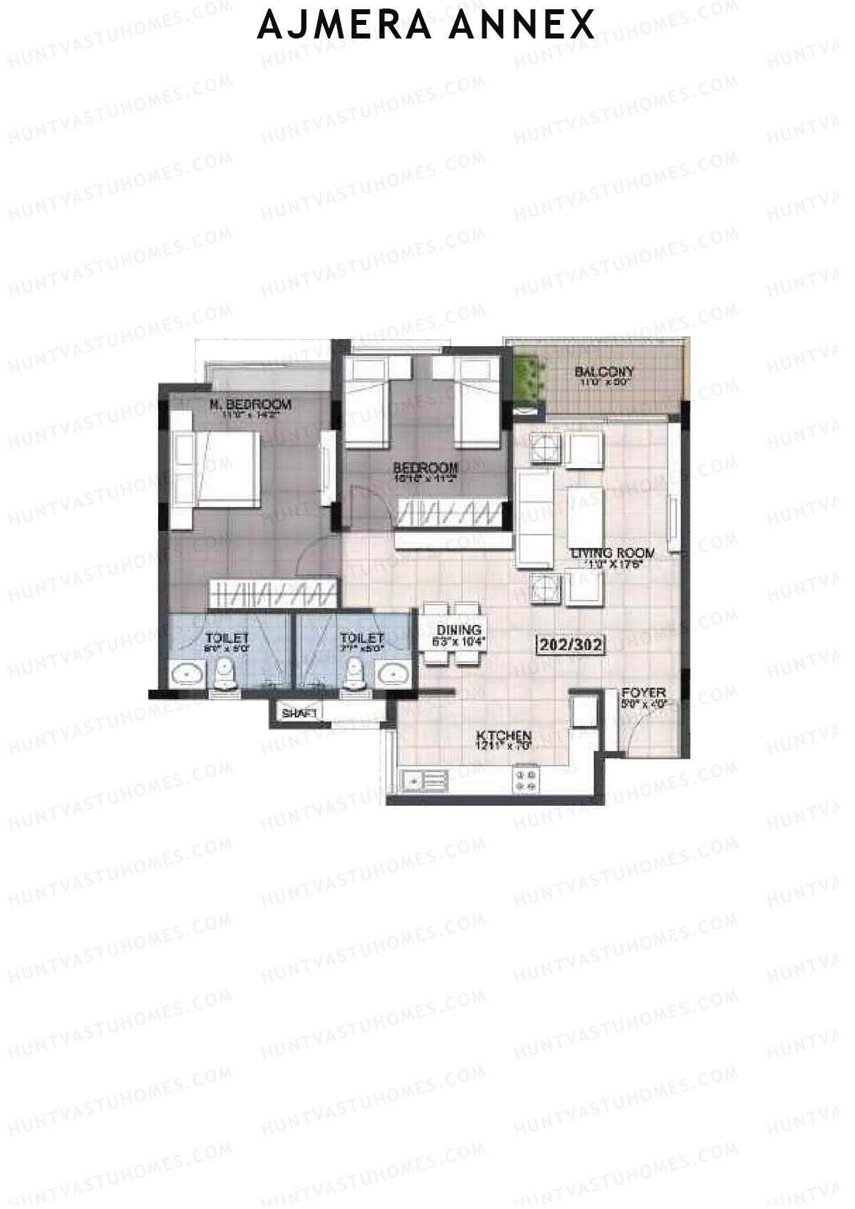 Ajmera Annex Block A Unit 2 (Type 1) Floor Plan