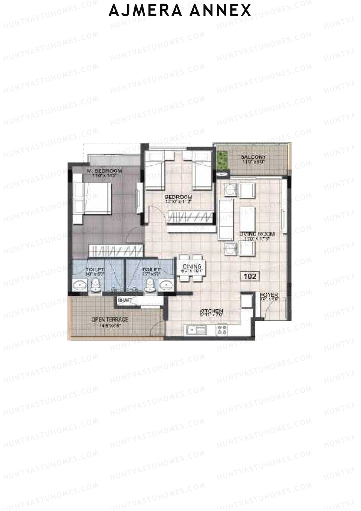 Ajmera Annex Block A Unit 2 (Type 1) Floor Plan