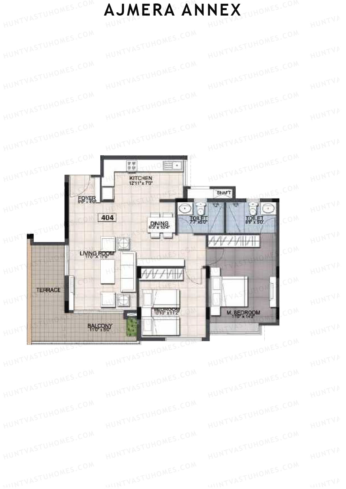 Ajmera Annex Block A Unit 4 (Type 2A) Floor Plan