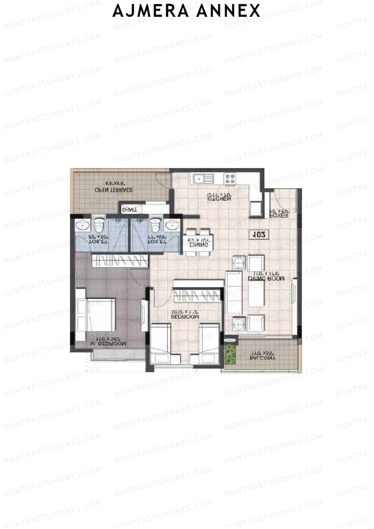 Ajmera Annex Block B Unit 1 (Type 2) Floor Plan