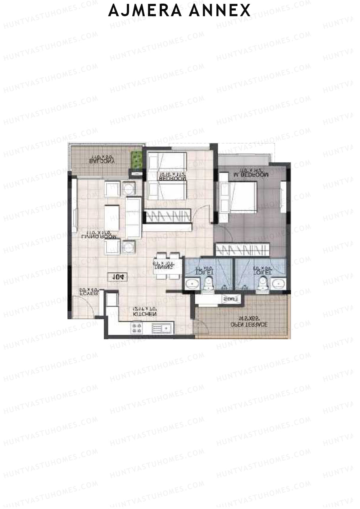 Ajmera Annex Block B Unit 3 (Type 2) Floor Plan
