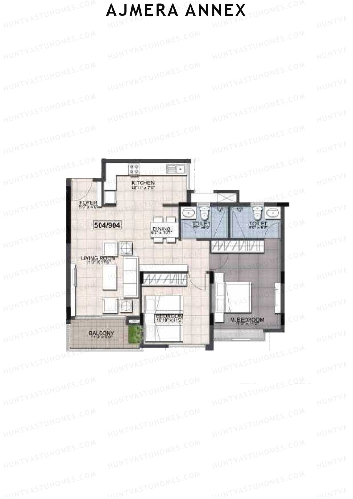 Ajmera Annex Block B Unit 4 (Type 2) Floor Plan