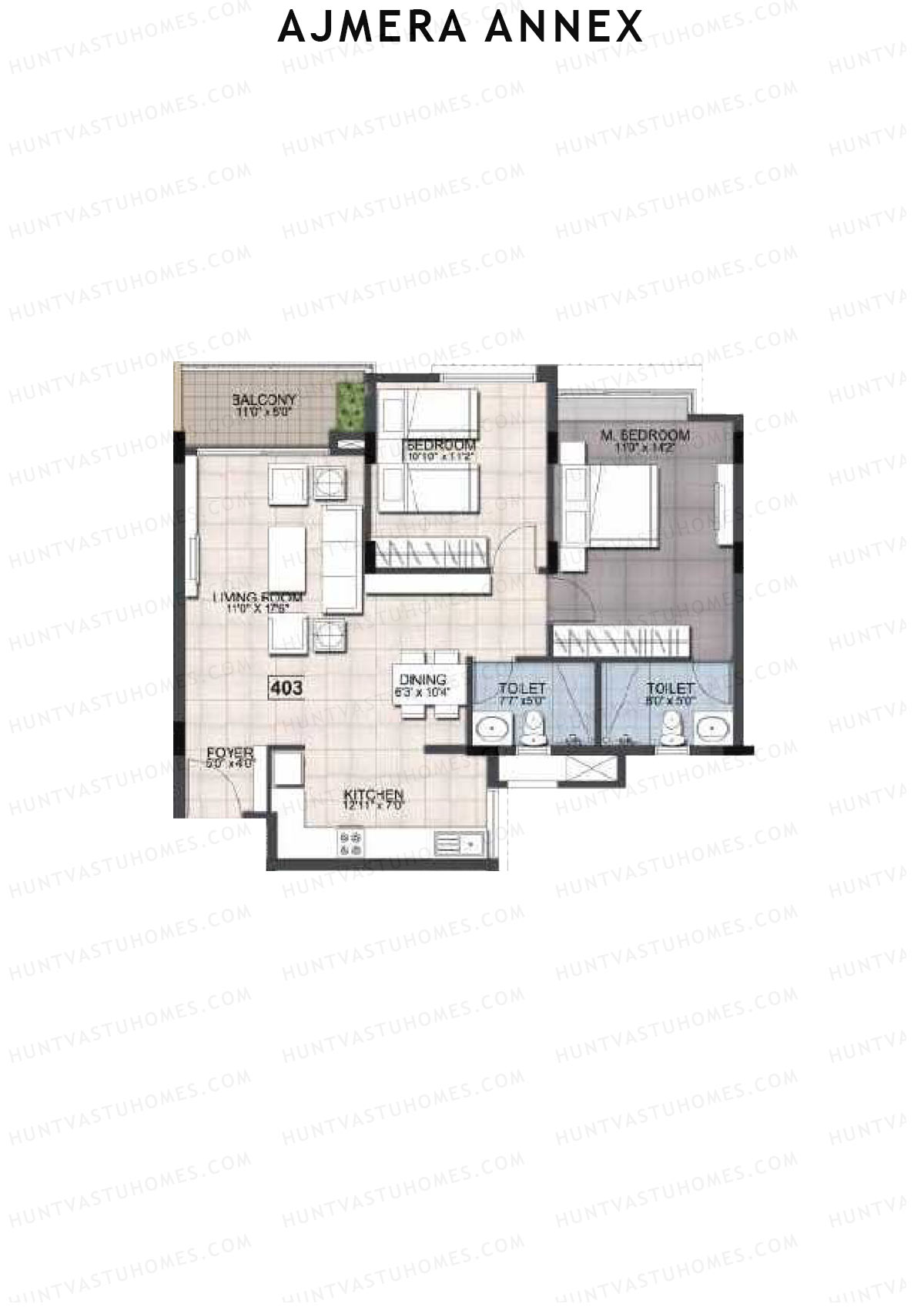 Ajmera Annex Block C Unit 3 (Type 1) Floor Plan
