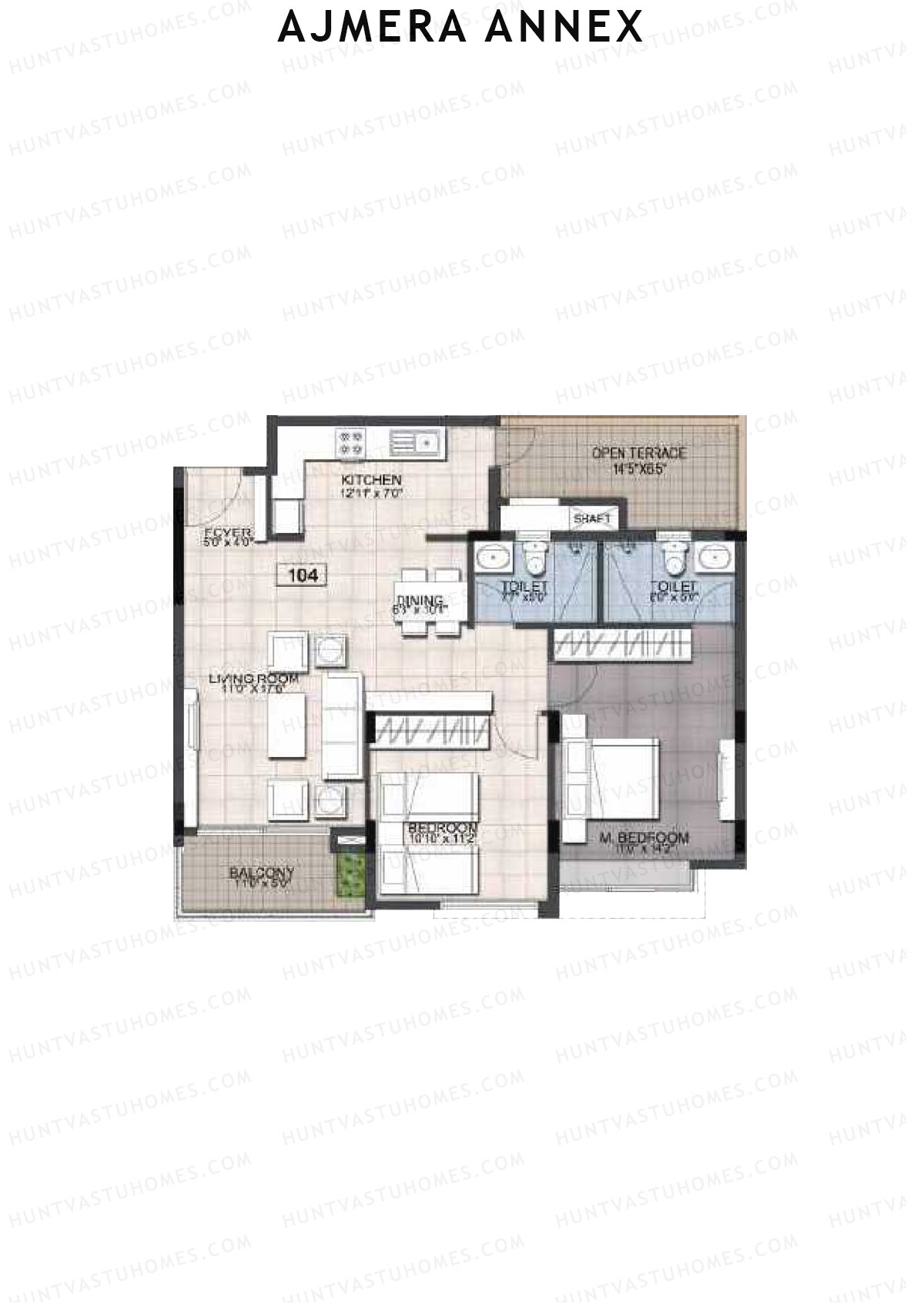 Ajmera Annex Block C Unit 4 (Type 1) Floor Plan