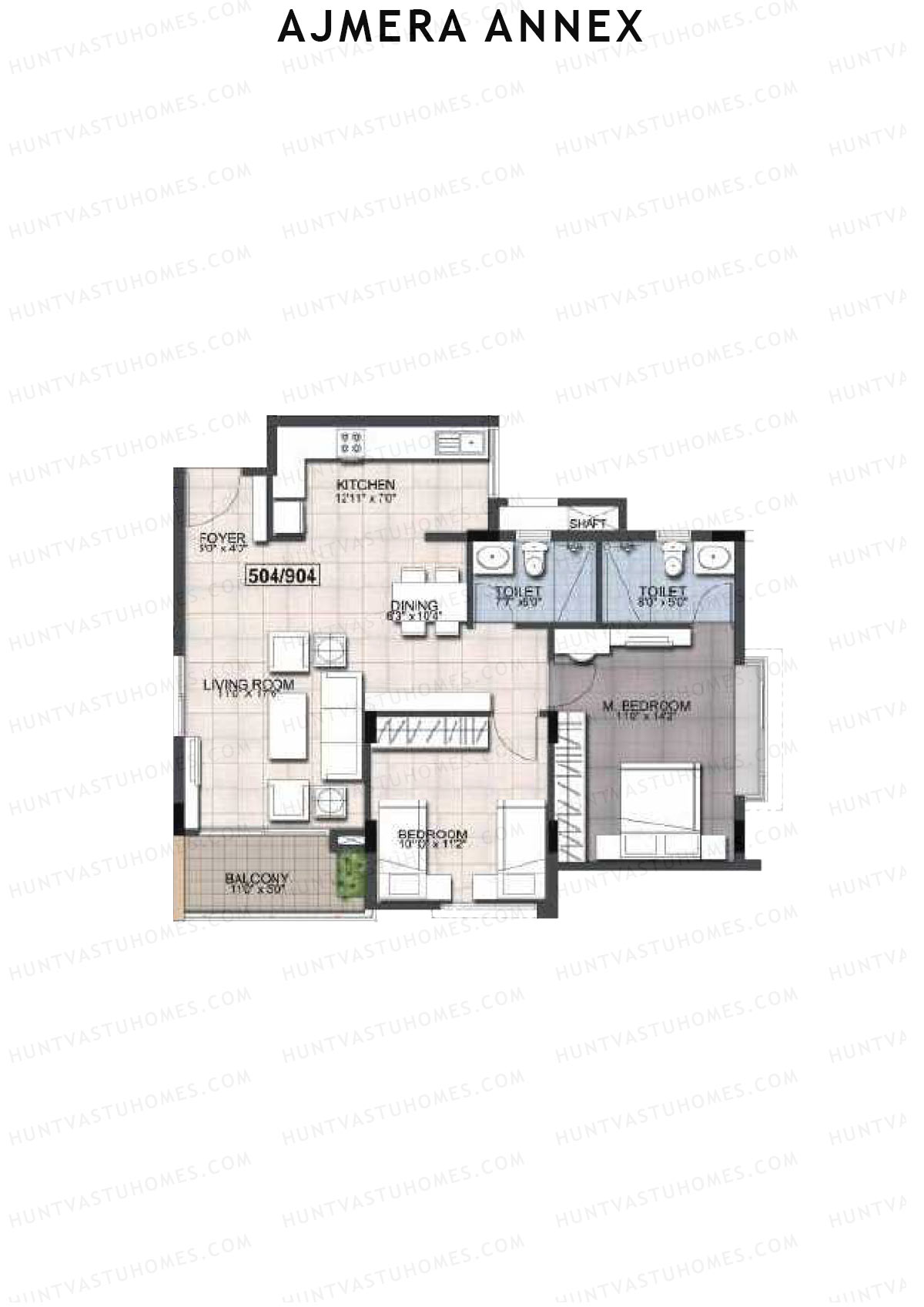 Ajmera Annex Block C Unit 4 (Type 1B) Floor Plan