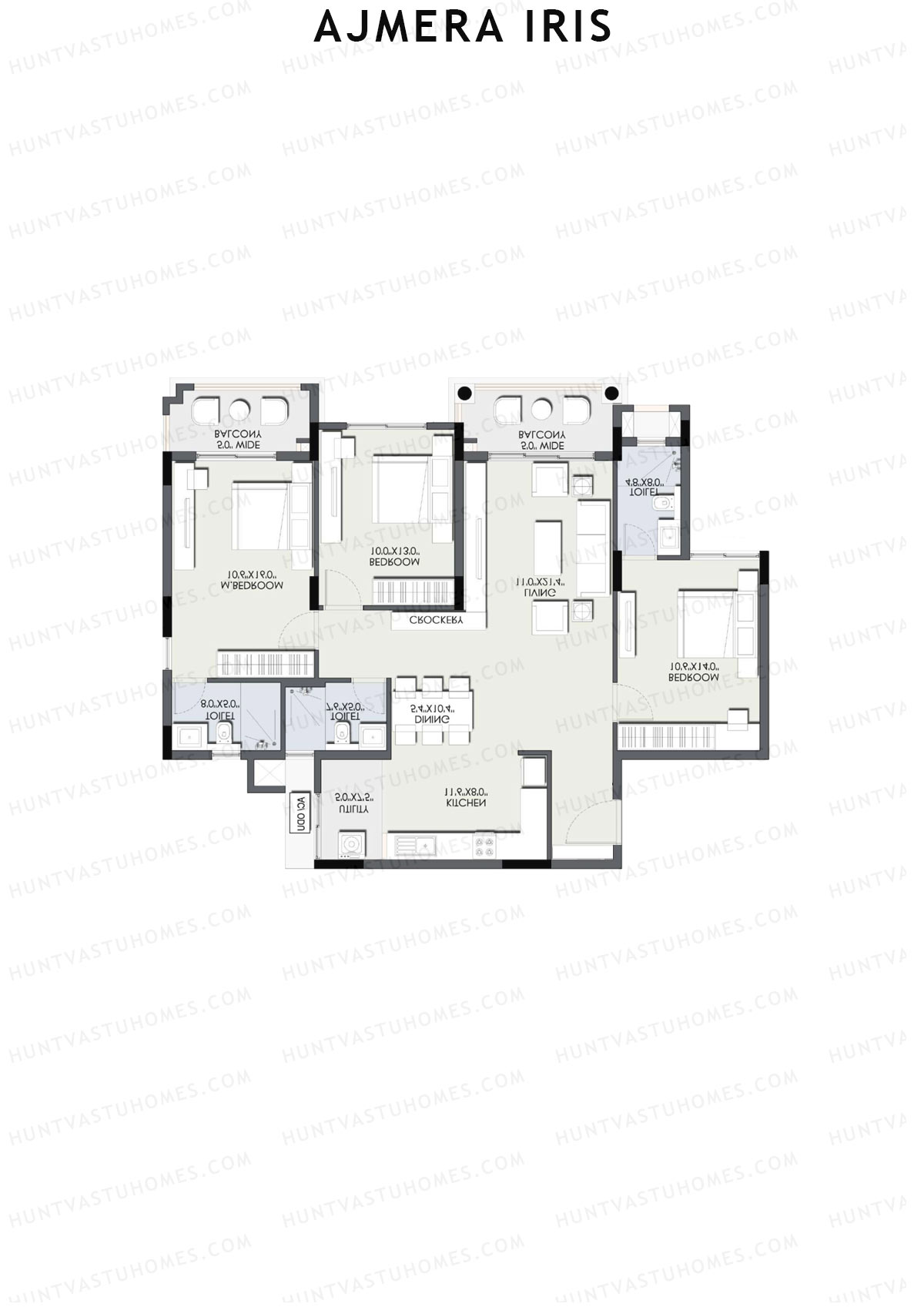 Ajmera Iris Block 1 Wing C Unit 1 (Type 2) Floor Plan