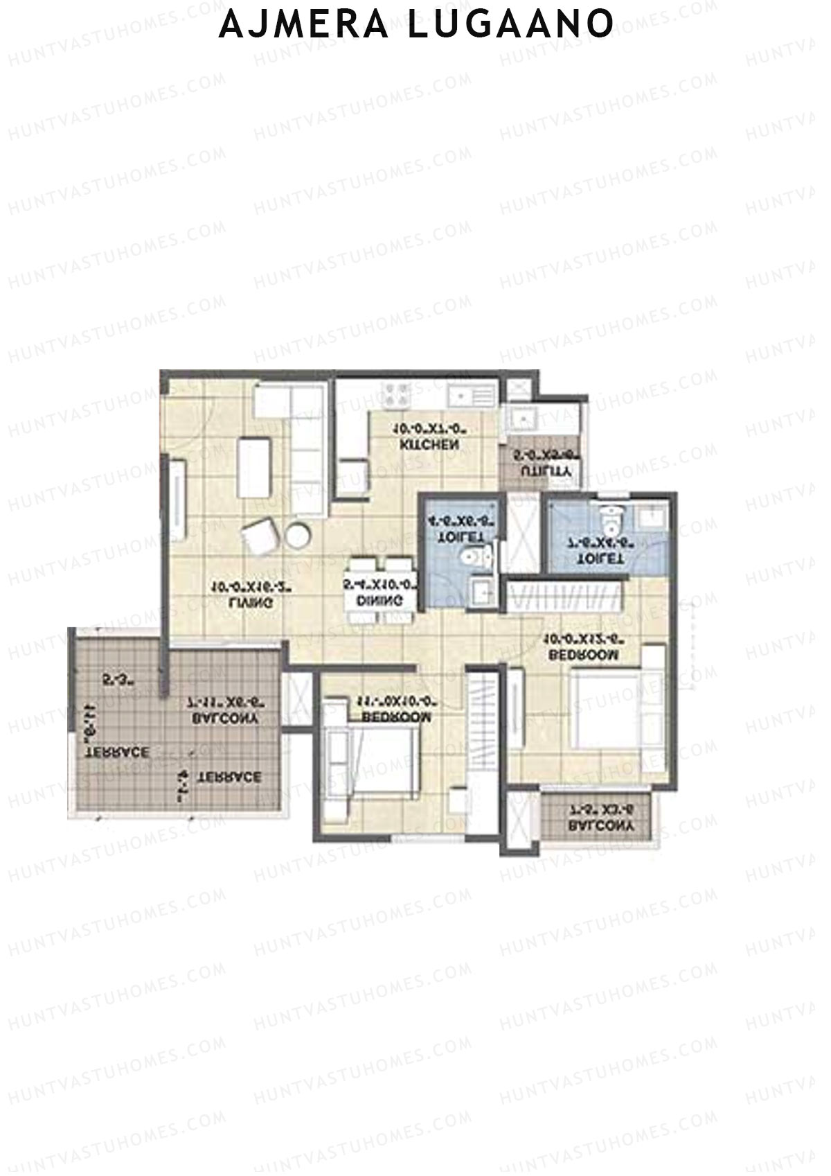 Ajmera Lugaano Wing A Unit 5 (Type 1A) Floor Plan