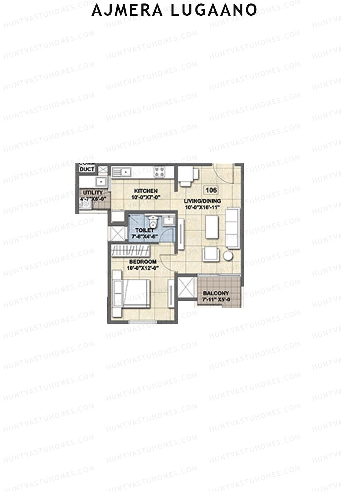 Ajmera Lugaano Wing A Unit 6 (Type 2) Floor Plan