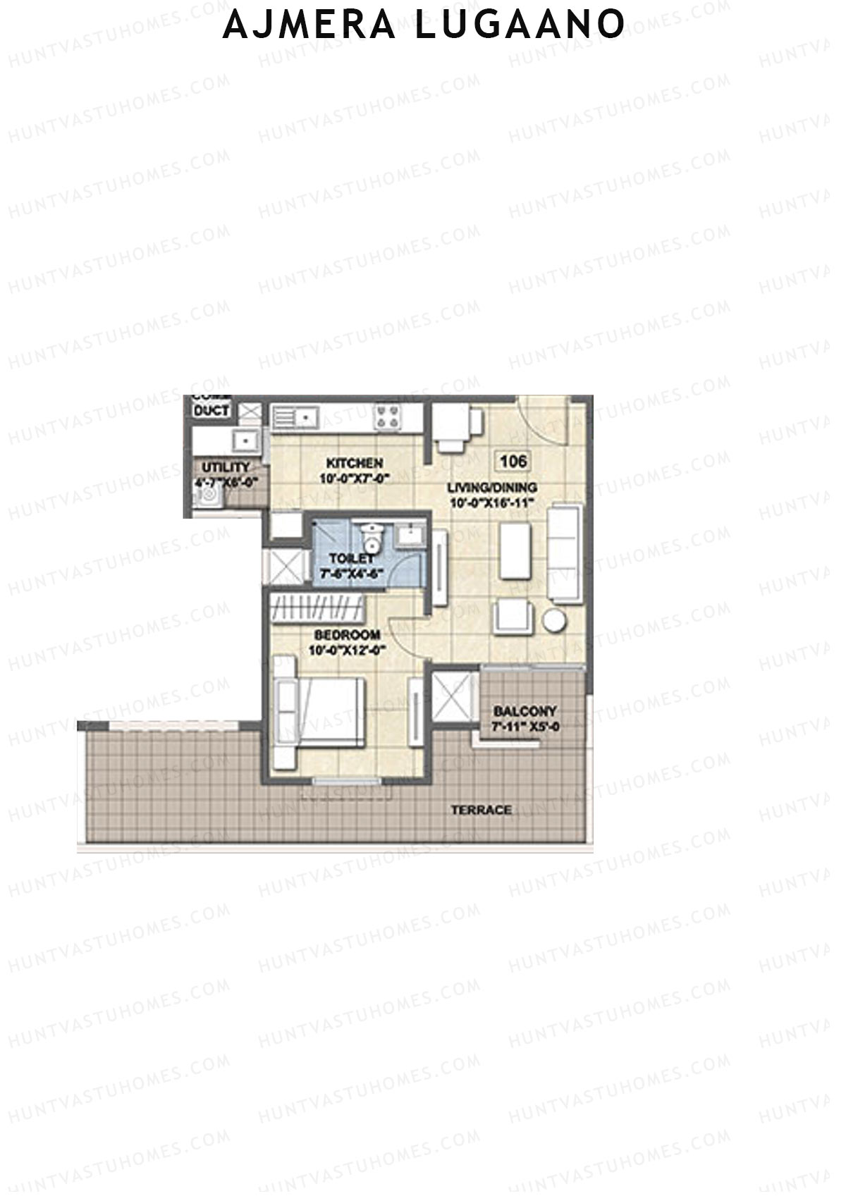 Ajmera Lugaano Wing A Unit 6 (Type 2) Floor Plan