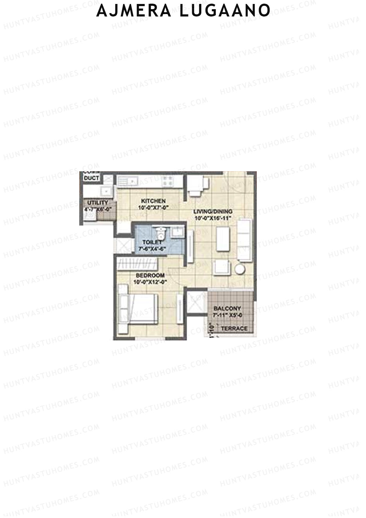 Ajmera Lugaano Wing A Unit 6 (Type 2A) Floor Plan