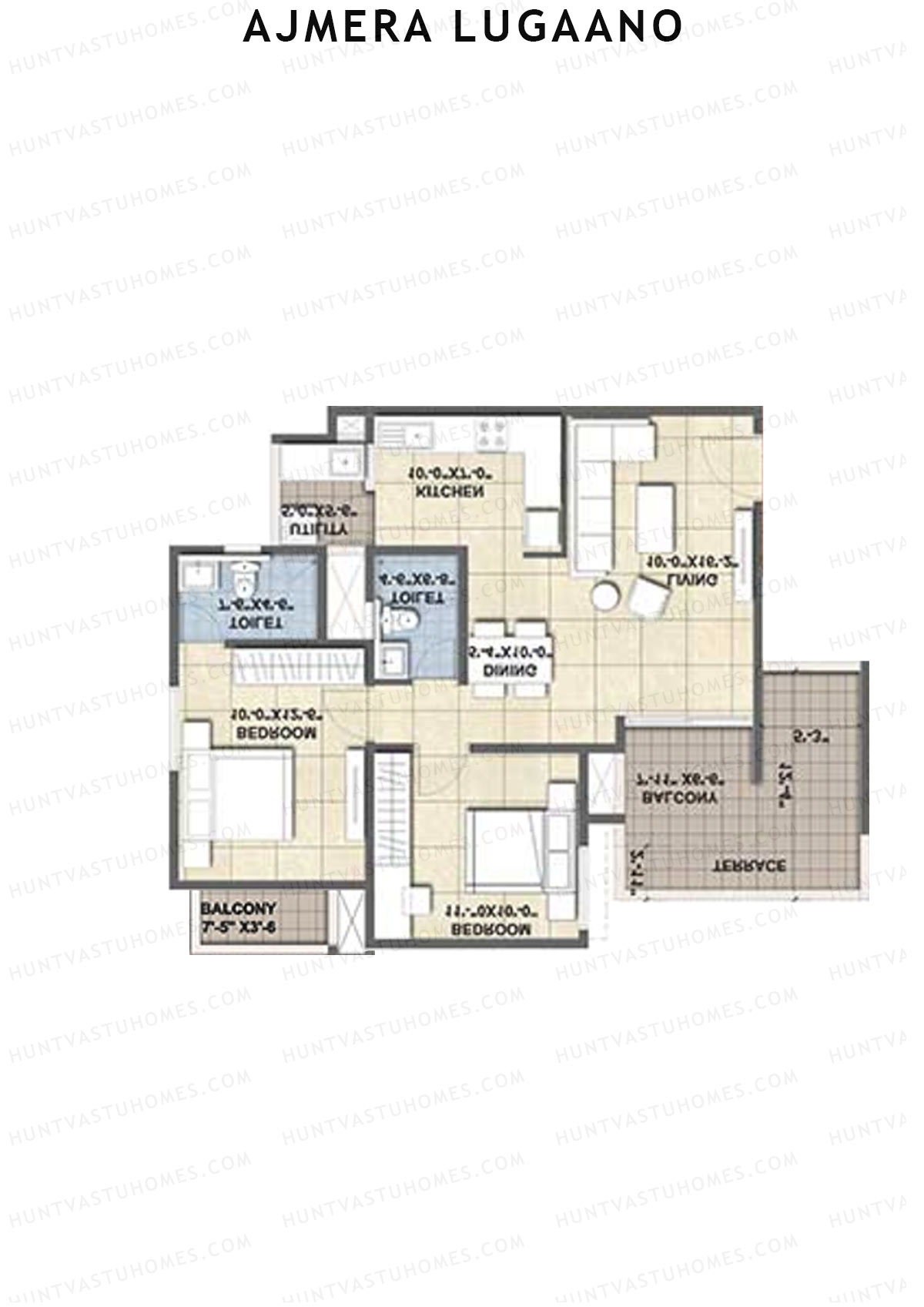 Ajmera Lugaano Wing A Unit 8 (Type 1B) Floor Plan