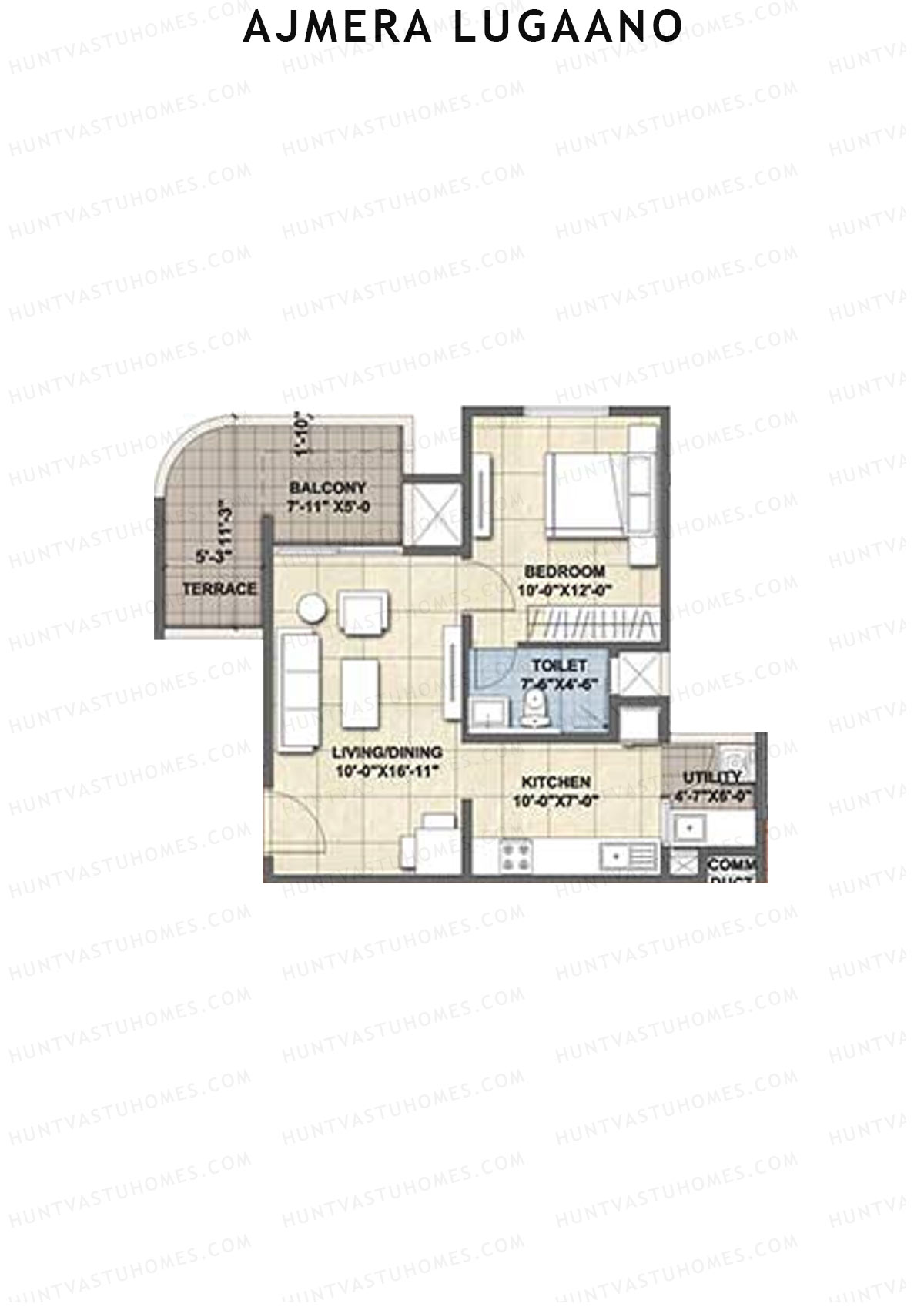 Ajmera Lugaano Wing B Unit 2 (Type 2A) Floor Plan