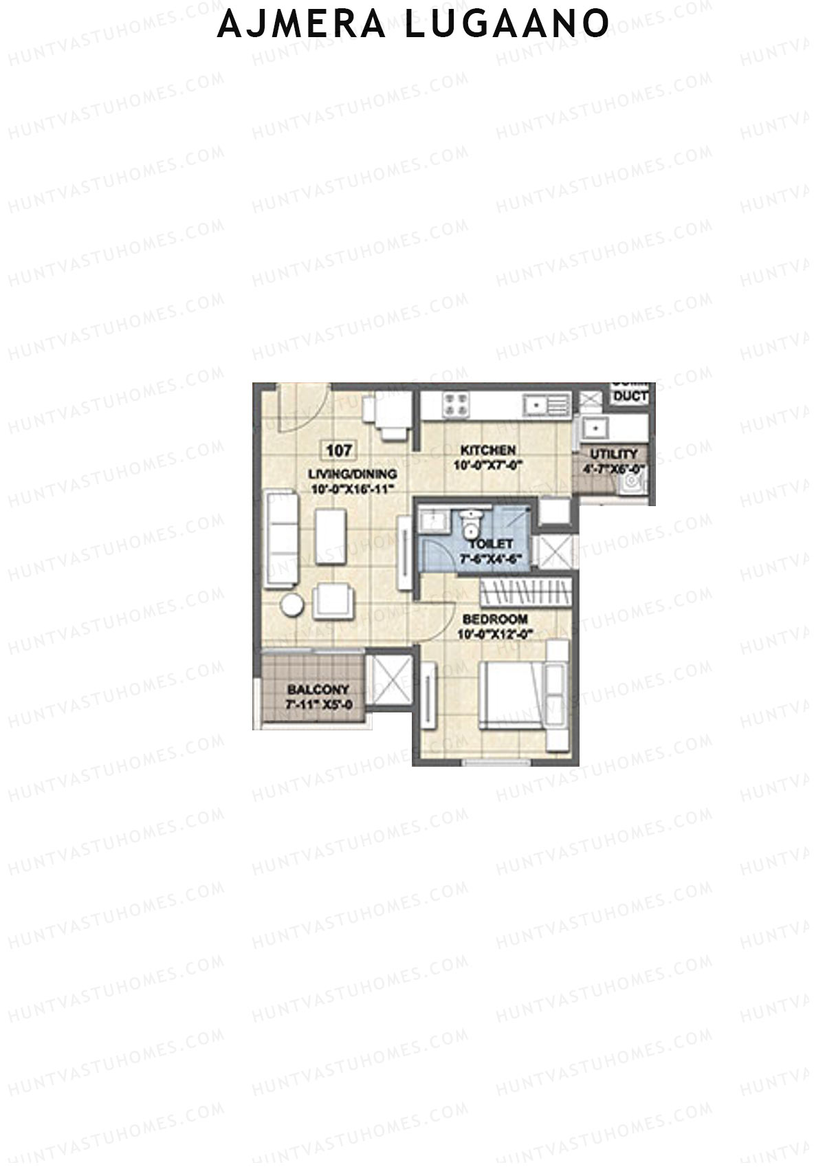 Ajmera Lugaano Wing B Unit 7 (Type 2) Floor Plan