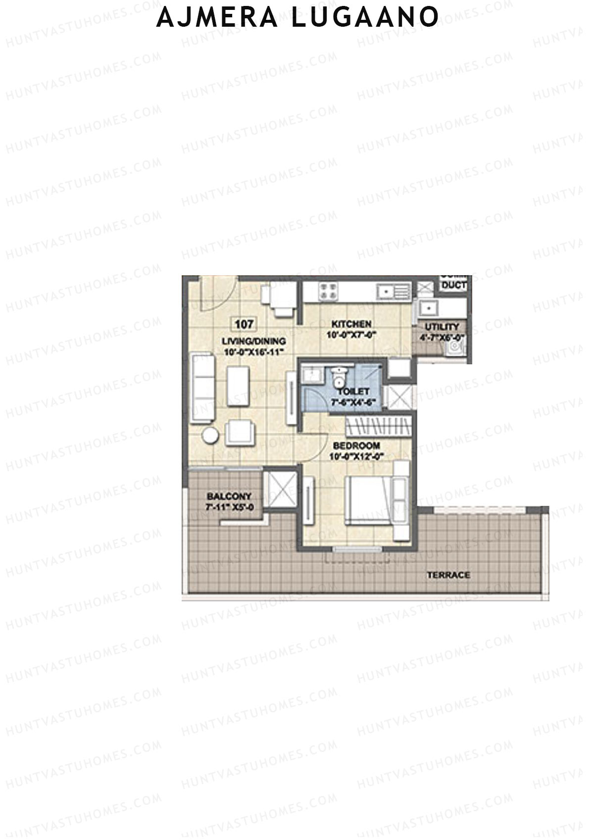 Ajmera Lugaano Wing B Unit 7 (Type 2) Floor Plan