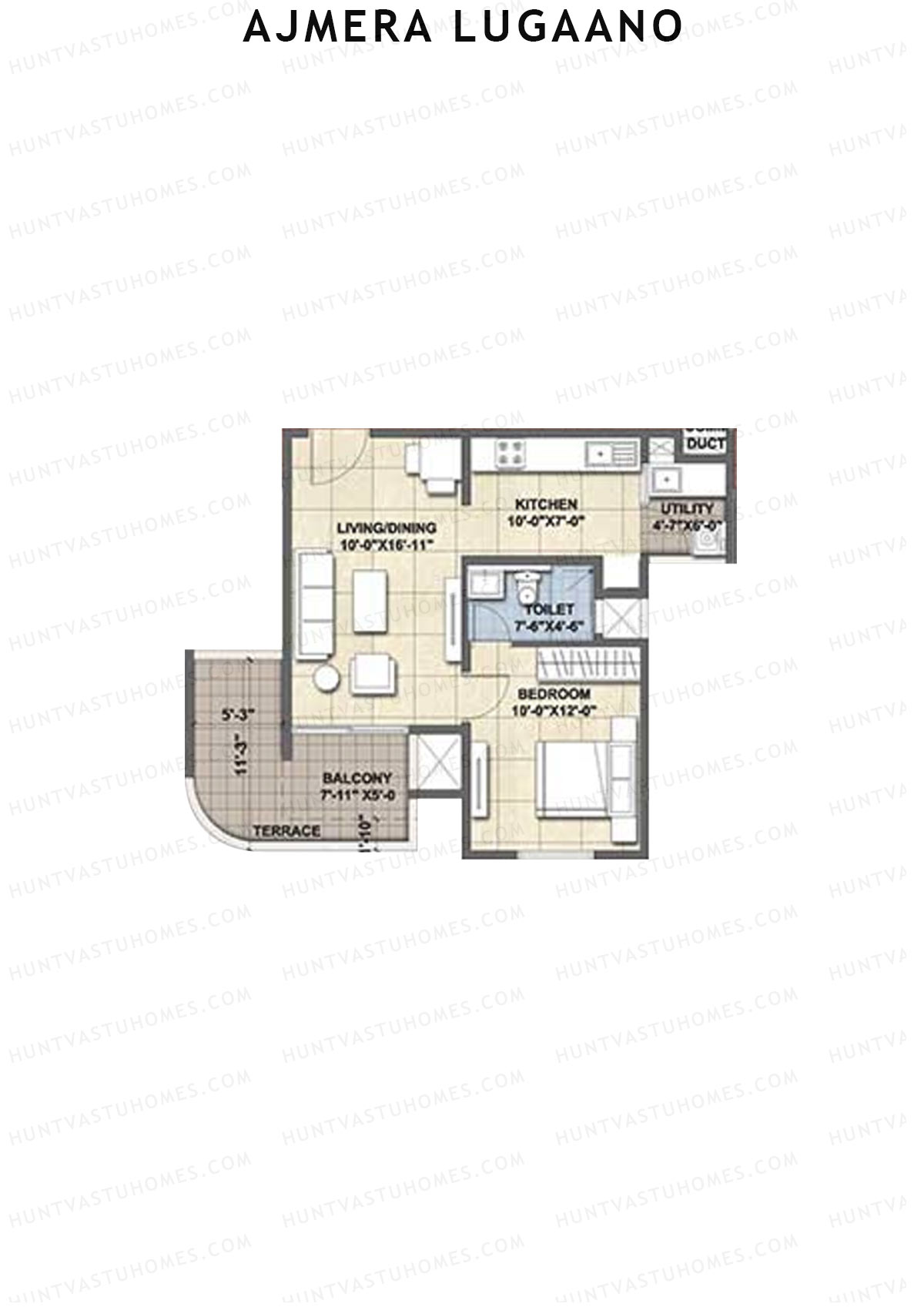 Ajmera Lugaano Wing B Unit 7 (Type 2A) Floor Plan