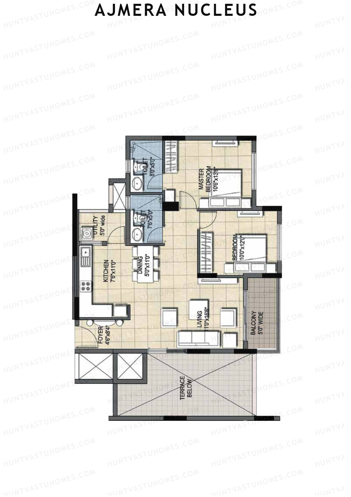 Ajmera Nucleus Wing A Unit 1 (Type 1) Floor Plan
