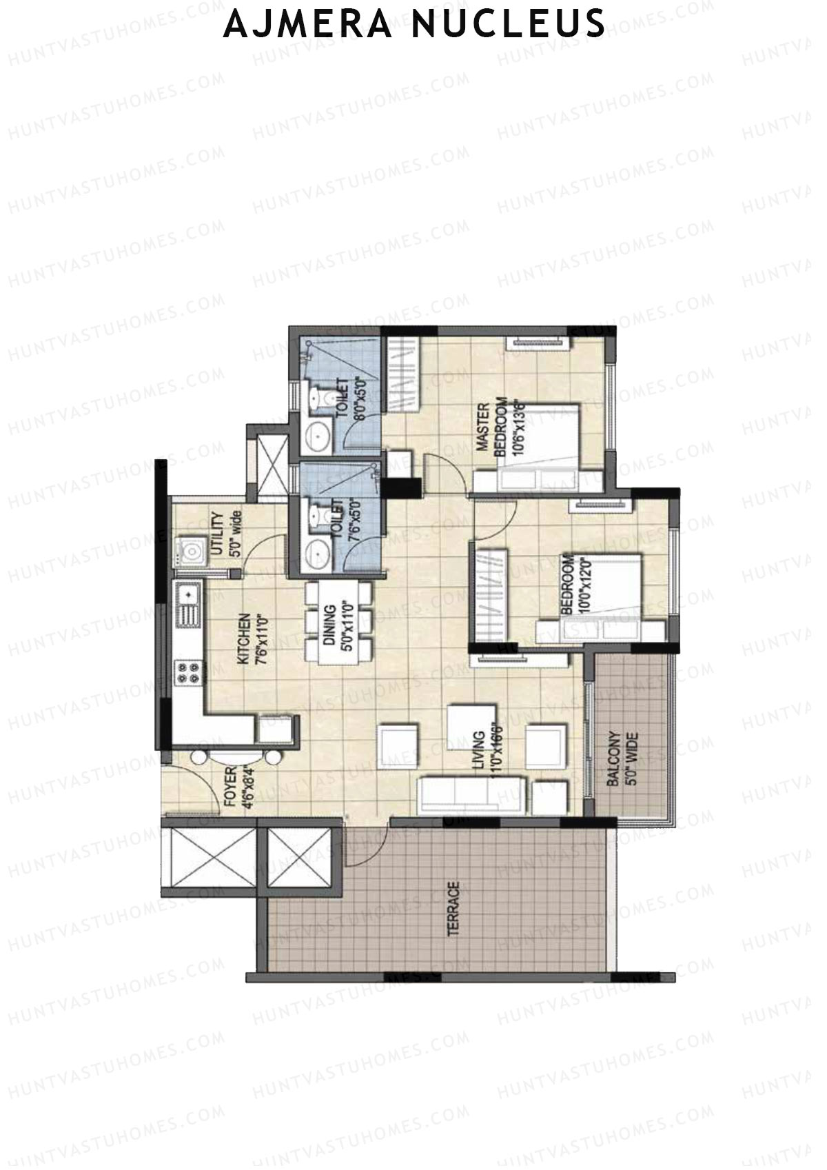 Ajmera Nucleus Wing A Unit 1 (Type 1) Floor Plan