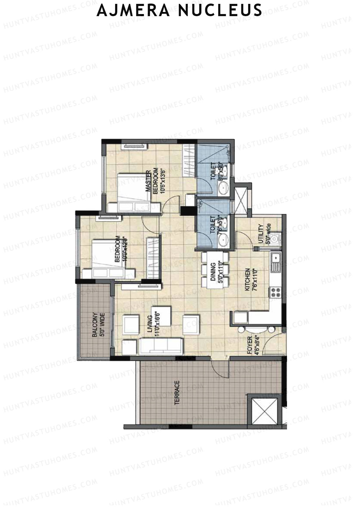 Ajmera Nucleus Wing A Unit 4 (Type 1) Floor Plan