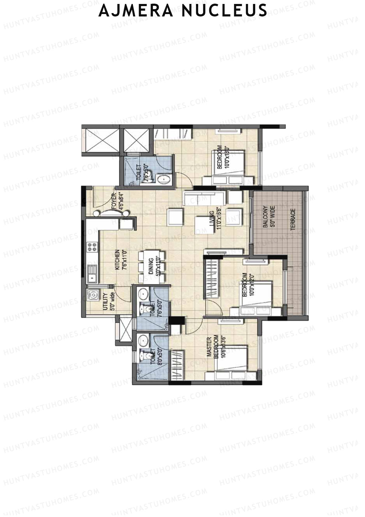 Ajmera Nucleus Wing A Unit 5 (Type 2) Floor Plan