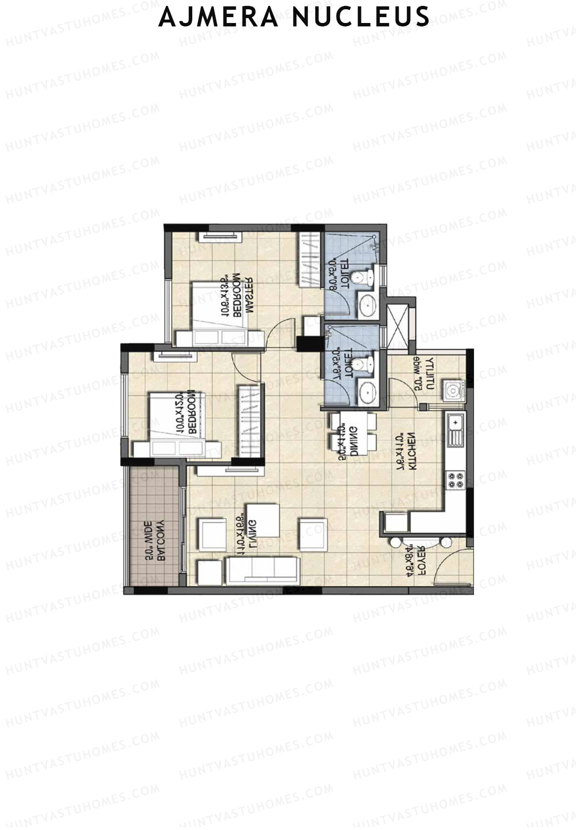 Ajmera Nucleus Wing A Unit 7 (Type 1) Floor Plan