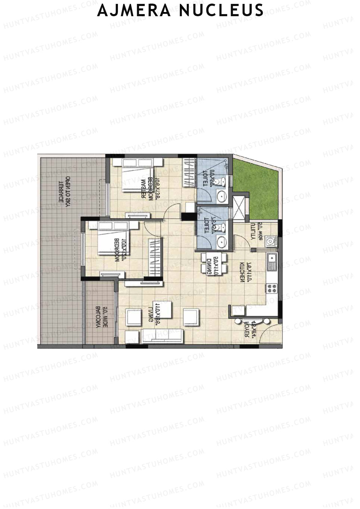 Ajmera Nucleus Wing A Unit 7 (Type 1) Floor Plan