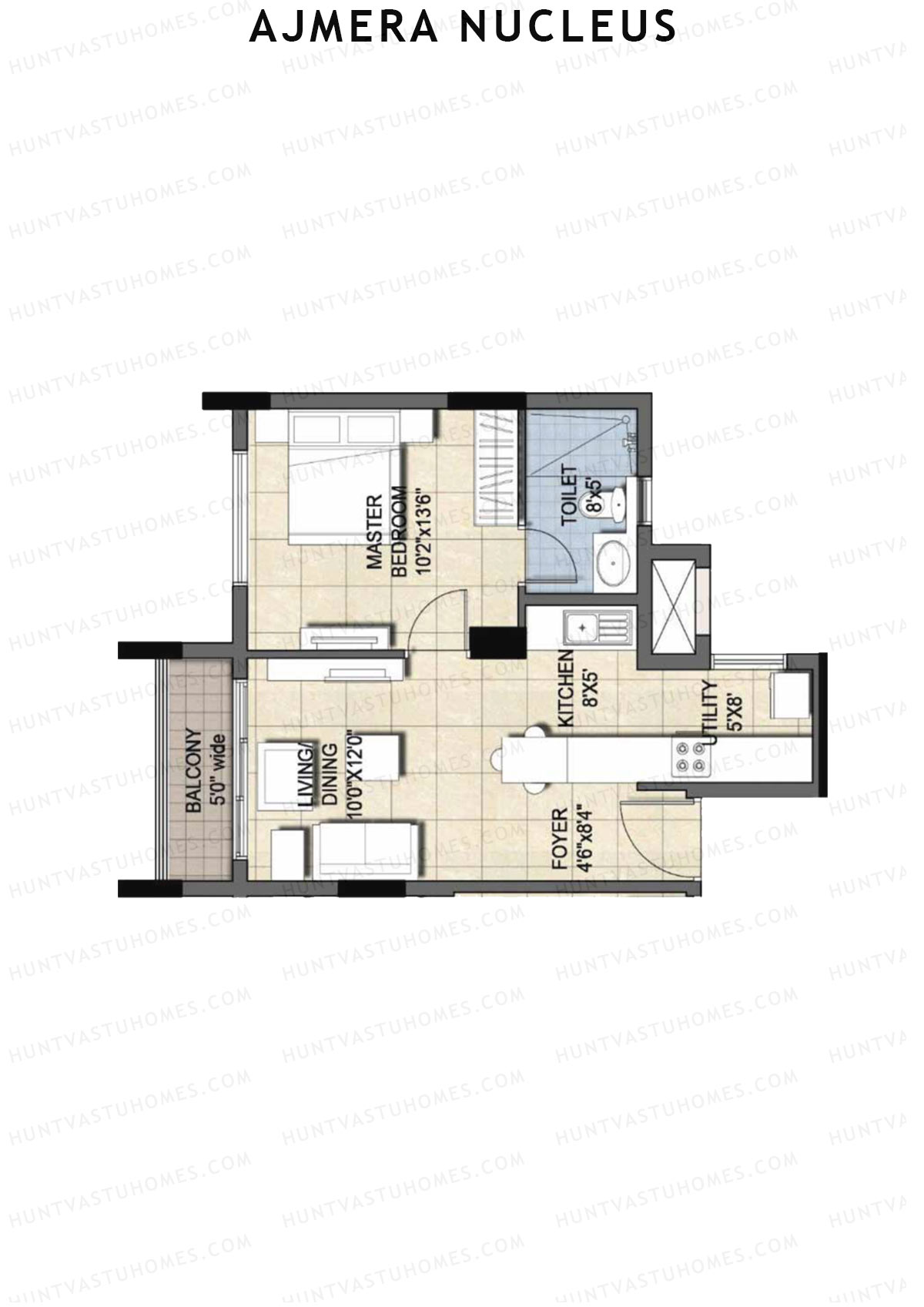 Ajmera Nucleus Wing C Unit 10 (Type EWS2) Floor Plan